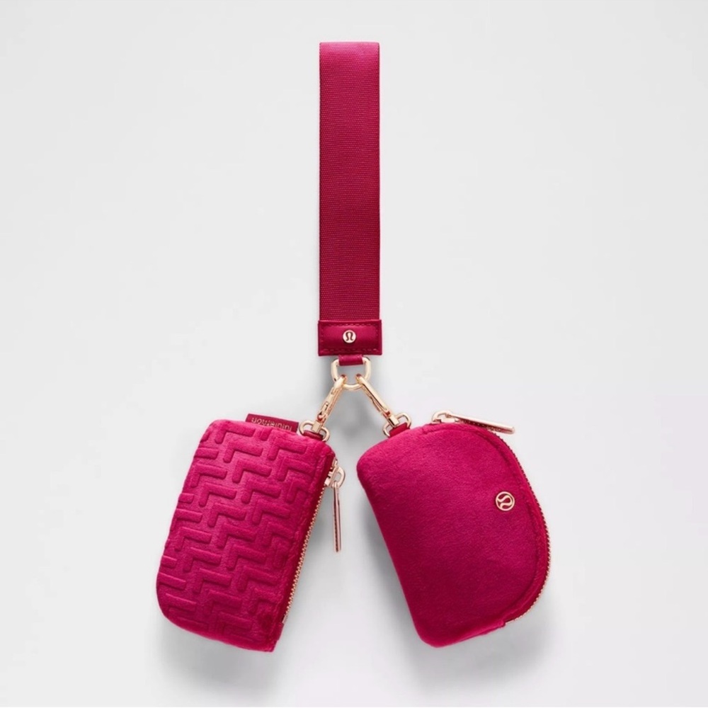 Lululemon Dual Pouch Wristlet Monogram Velvet Berry Rumble